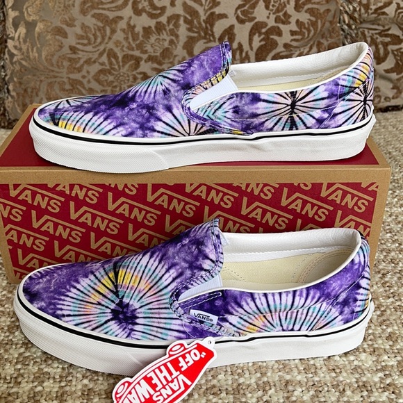 Vans Men’s Classic Slip-On New Age Purple Tie Dye Sneakers - Picture 3 of 16